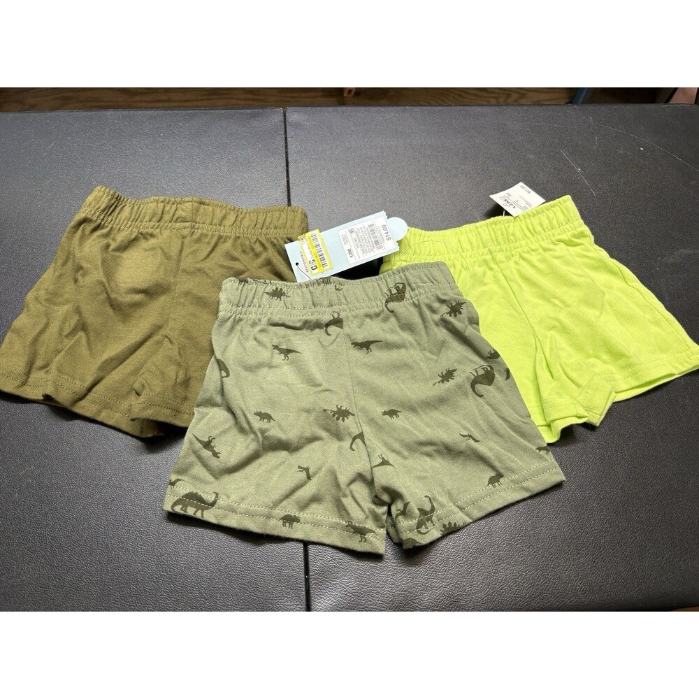 3 Pair Boy’s Cotton Shorts Size 12 Months Green Variety - NWT - Cat & Jack